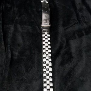 Black a white dull spike checkered belt